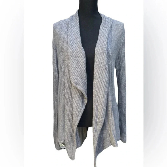 Heather Waterfall Ribbed Open Front Cardigan Size Medium - Picture 1 of 6